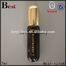 Productos cosméticos calientes de 7ml botella del rollo de cristal del tubo del perfume estampado caliente rollo marrón oscuro de la forma de la bala de la pintura en la botella de cristal